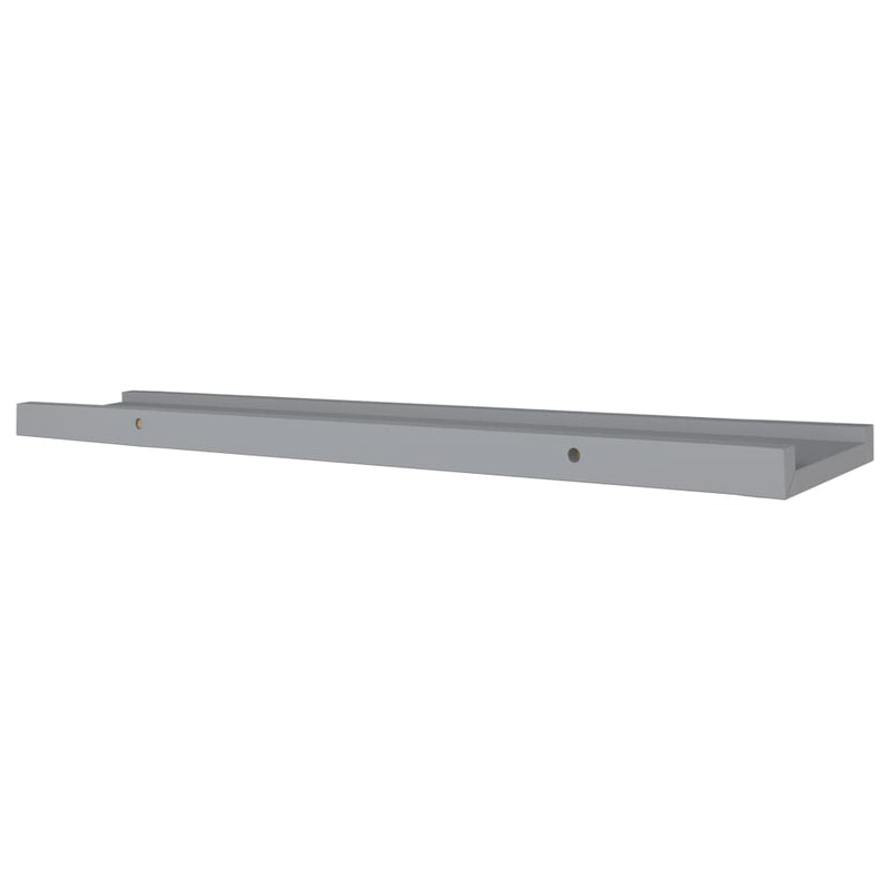 vidaXL 2 db szürke MDF szegélypolc képkeretekhez 80 x 9 x 3 cm