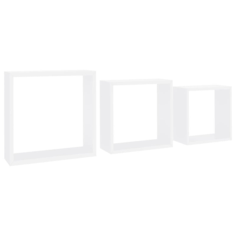 vidaXL 3 db fehér MDF fali kockapolc
