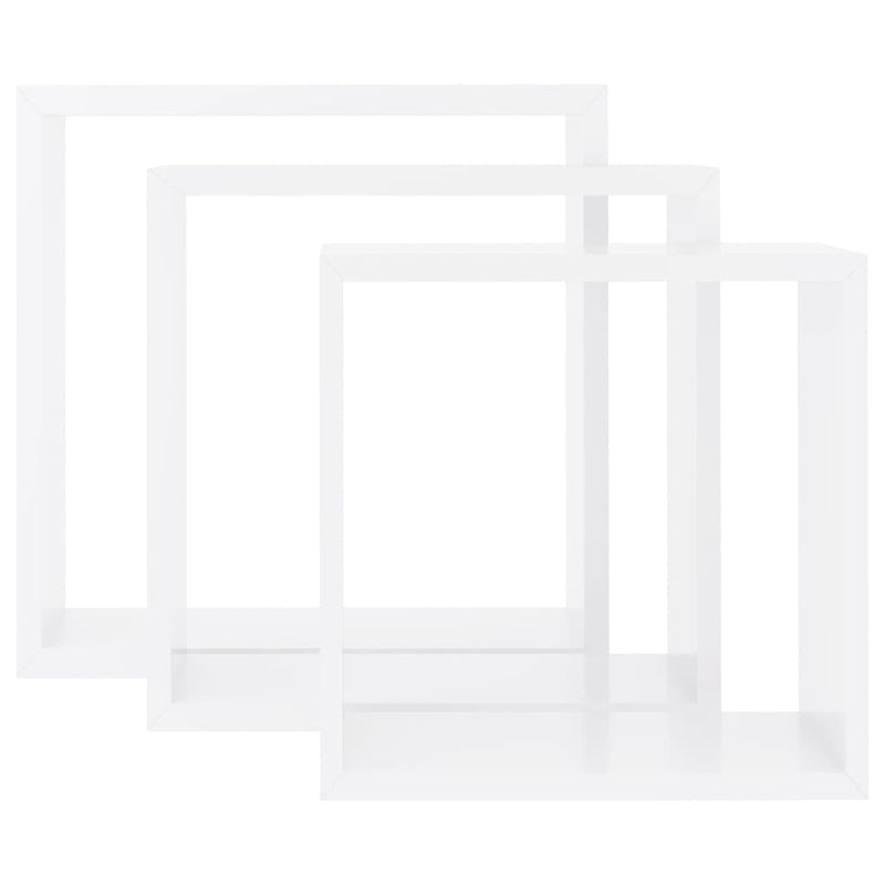 vidaXL 3 db fehér MDF fali kockapolc