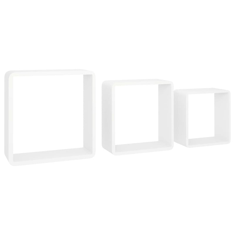 vidaXL 3 db fehér MDF fali kockapolc