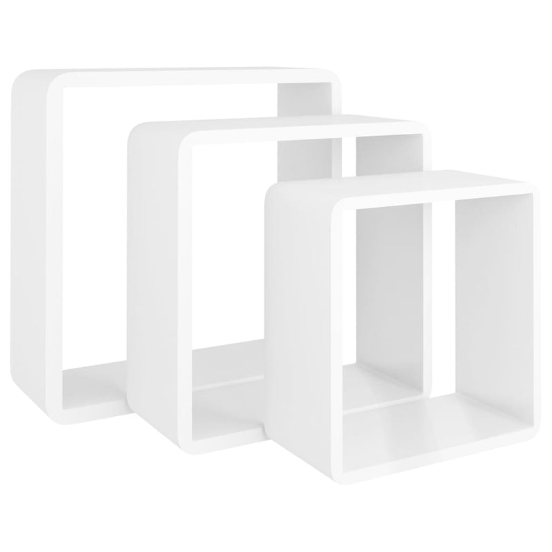 vidaXL 3 db fehér MDF fali kockapolc