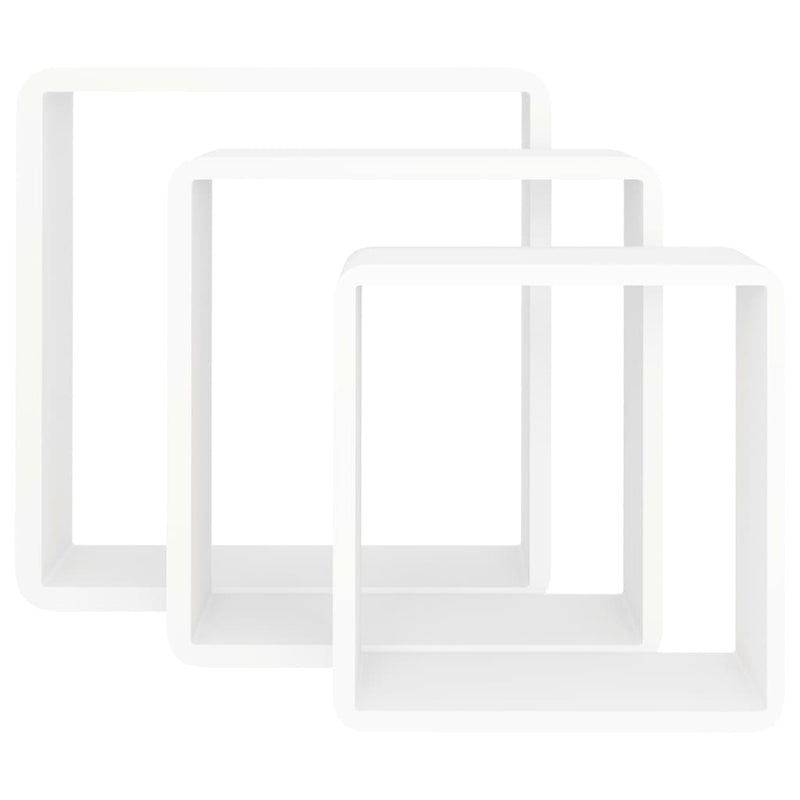 vidaXL 3 db fehér MDF fali kockapolc