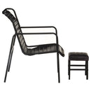 vidaXL fekete valódi bőr pihenőfotel lábtartóval