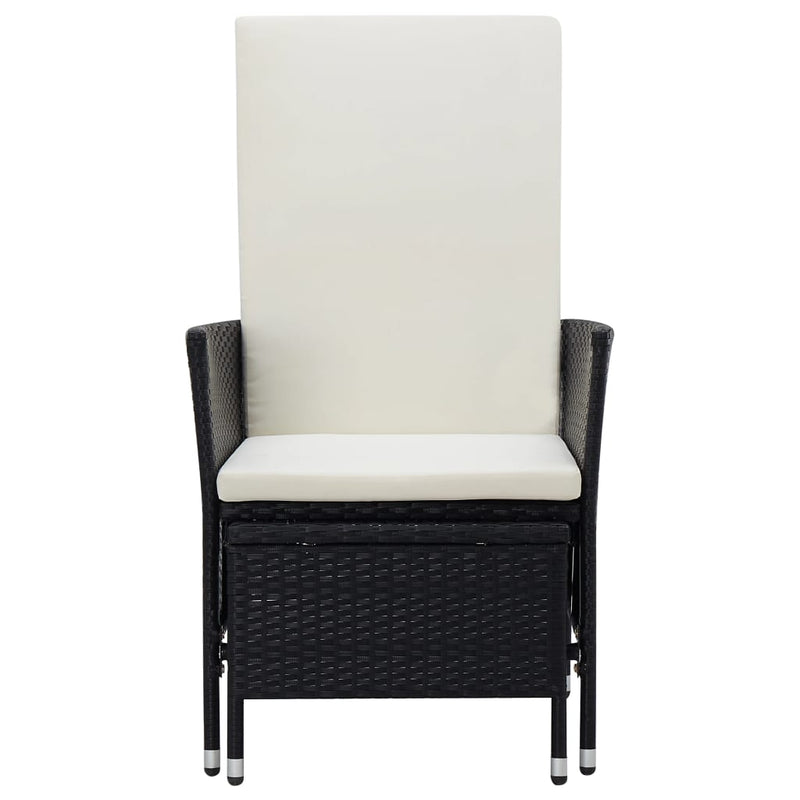 vidaXL fekete dönthető háttámlás polyrattan kerti szék párnákkal