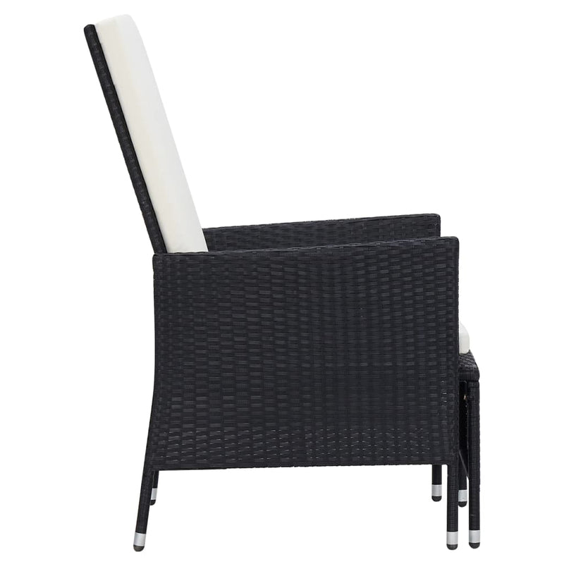 vidaXL fekete dönthető háttámlás polyrattan kerti szék párnákkal