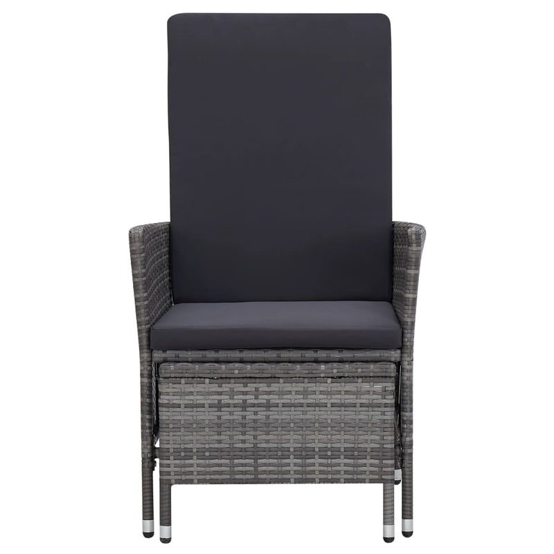 vidaXL szürke dönthető háttámlás polyrattan kerti szék párnákkal