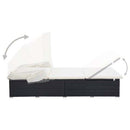 vidaXL kétszemélyes fekete polyrattan napozóágy párnával