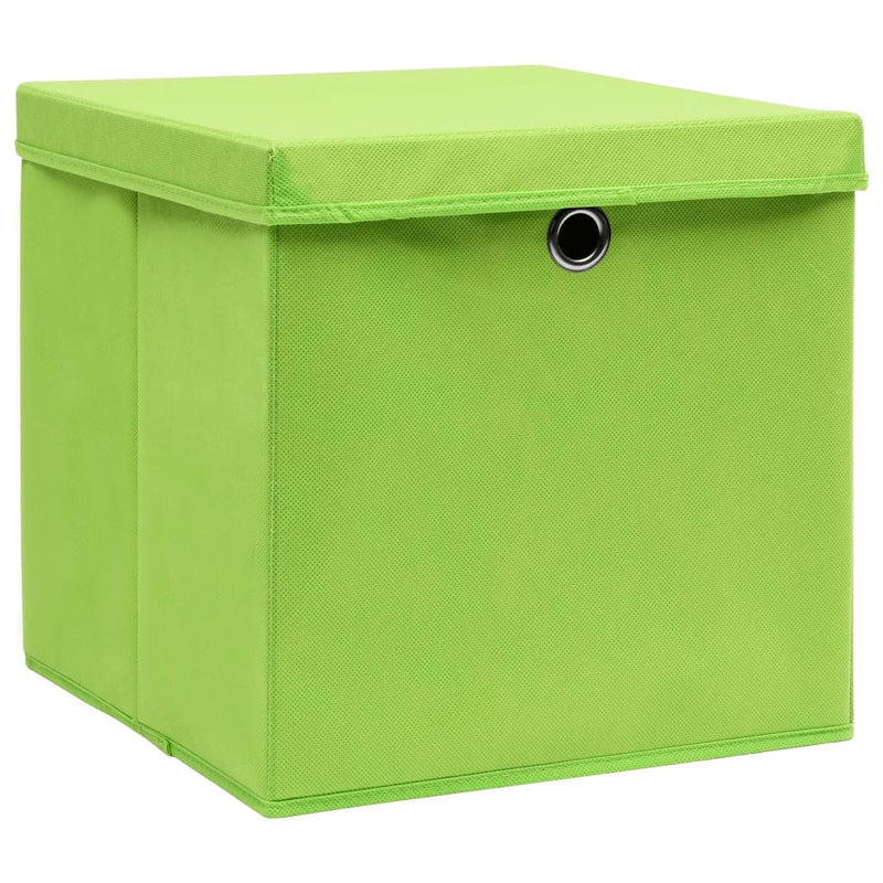 vidaXL 10 db zöld fedeles tárolódoboz 28 x 28 x 28 cm