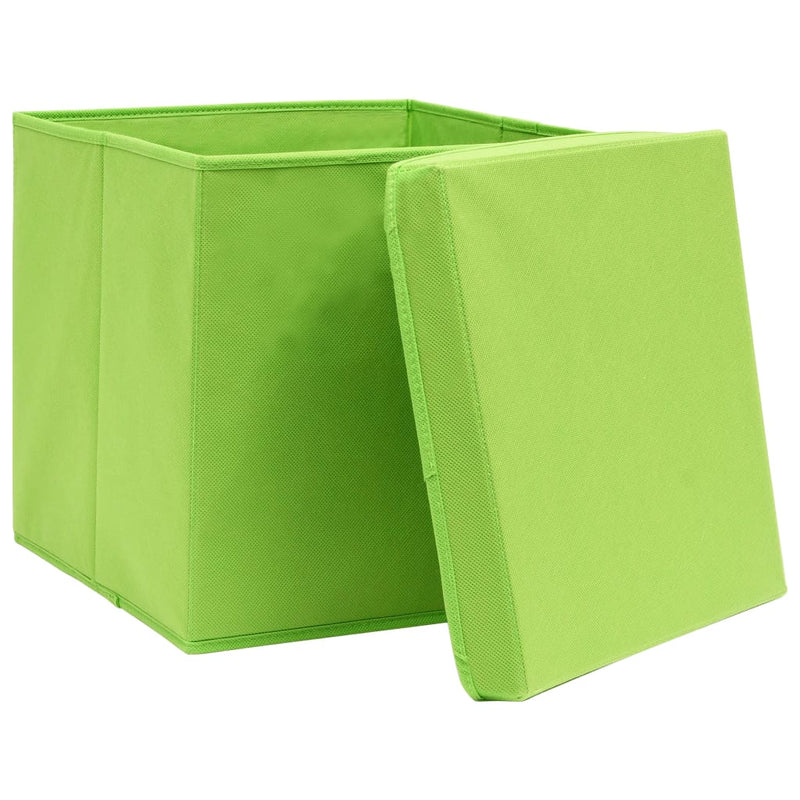 vidaXL 10 db zöld fedeles tárolódoboz 28 x 28 x 28 cm