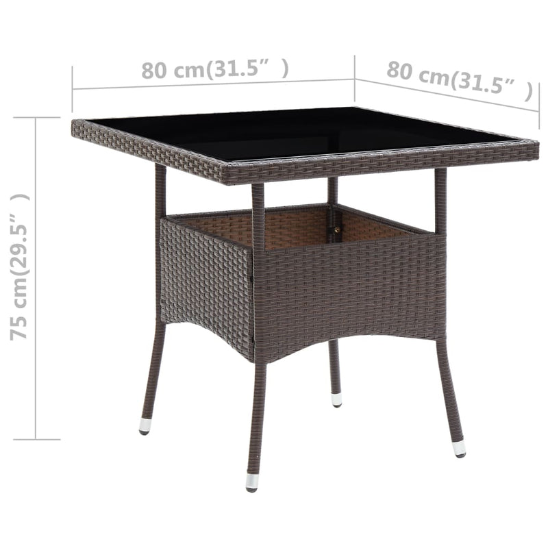 vidaXL barna polyrattan kerti étkezőasztal