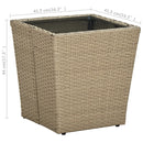 vidaXL bézs polyrattan és edzett üveg dohányzóasztal 41,5x41,5x44 cm
