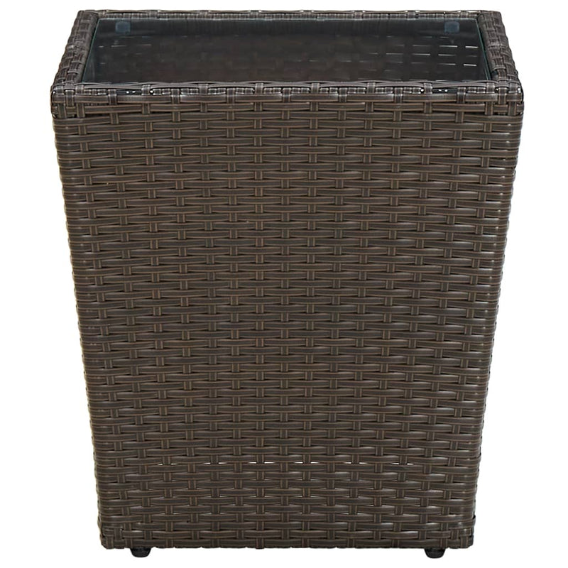 vidaXL barna polyrattan és edzett üveg dohányzóasztal 41,5x41,5x44 cm