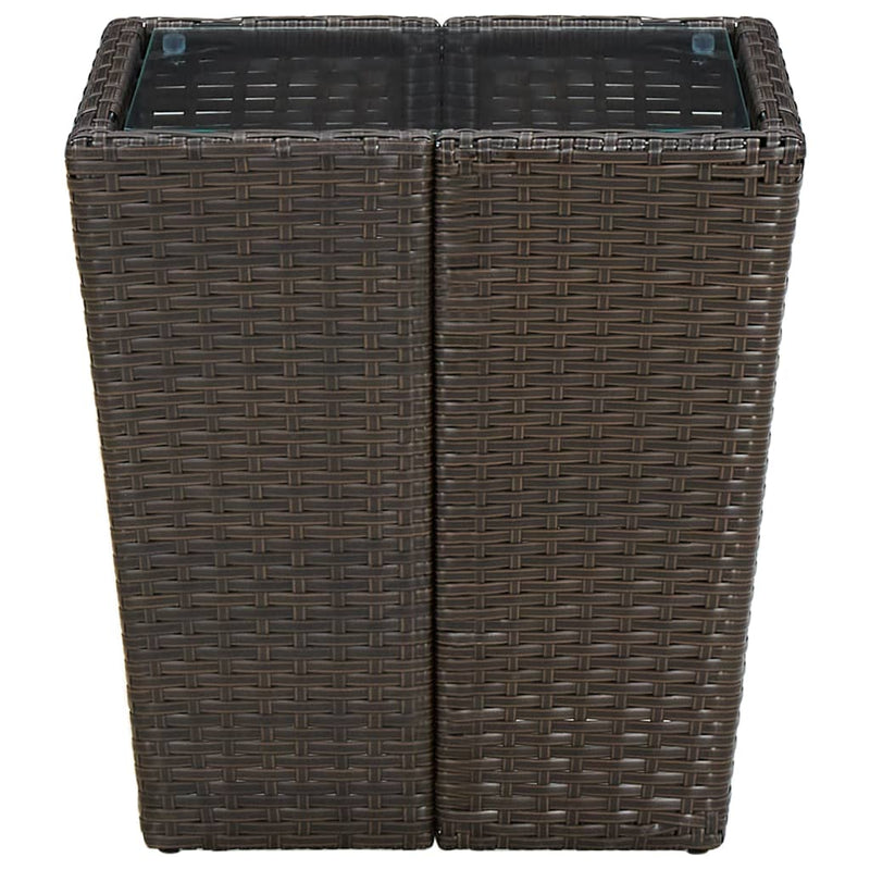 vidaXL barna polyrattan és edzett üveg dohányzóasztal 41,5x41,5x44 cm