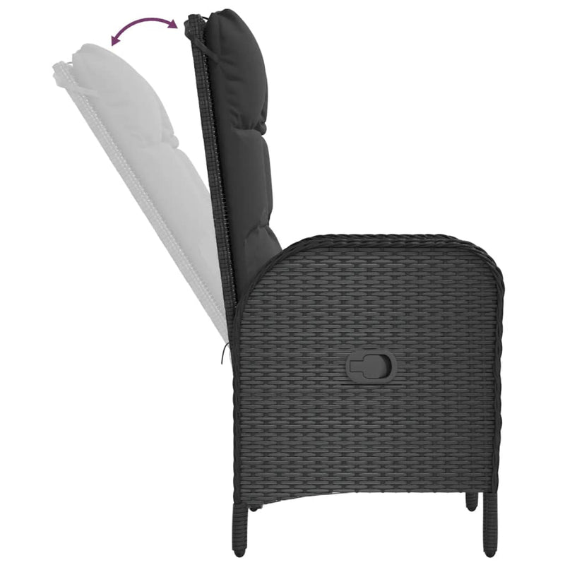 vidaXL 2 db fekete polyrattan kültéri szék