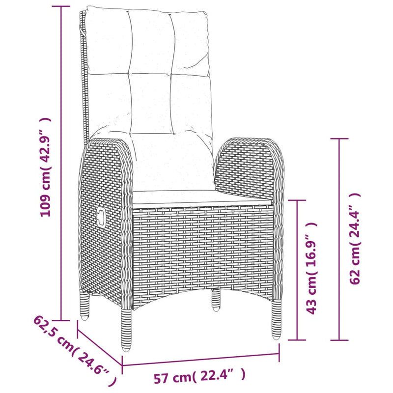 vidaXL 2 db fekete polyrattan kültéri szék