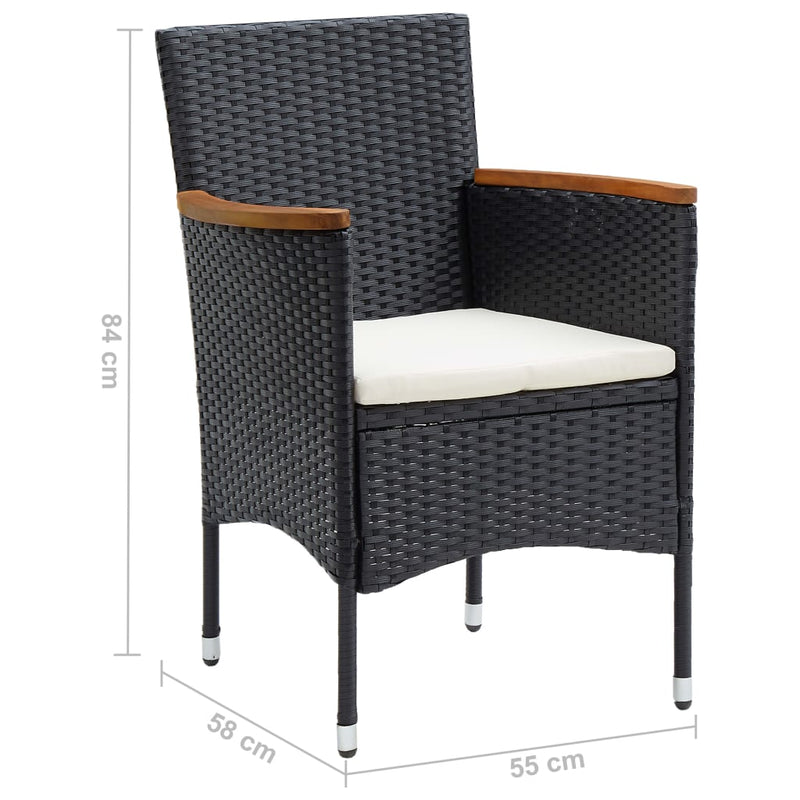 vidaXL 4 db fekete polyrattan kerti étkezőszék