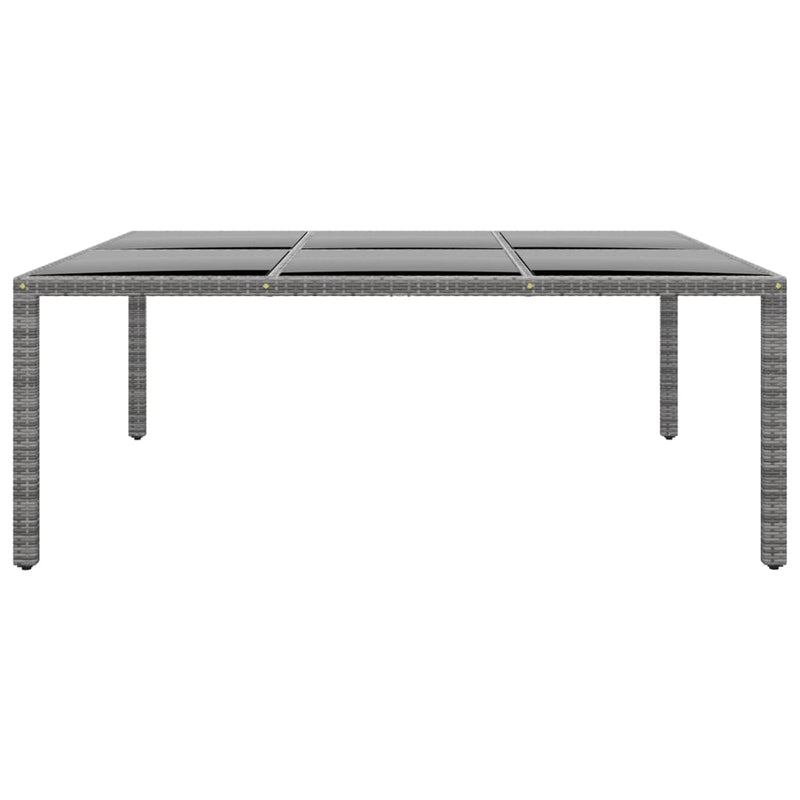 vidaXL szürke polyrattan és edzett üveg kerti asztal 200 x 150 x 75 cm