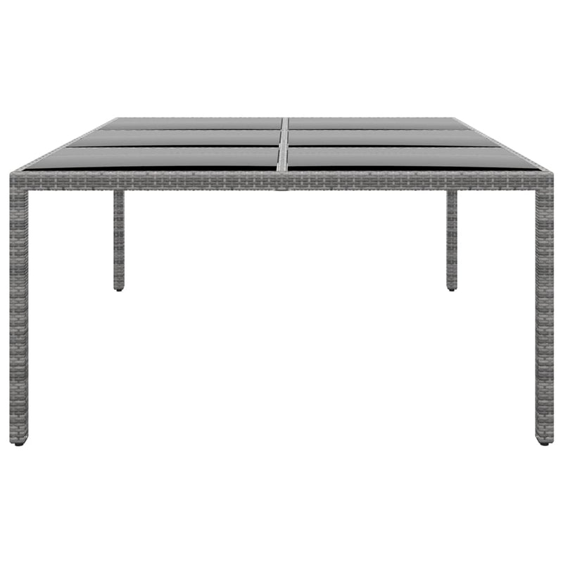 vidaXL szürke polyrattan és edzett üveg kerti asztal 200 x 150 x 75 cm