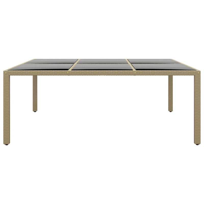 vidaXL bézs polyrattan és edzett üveg kerti asztal 200 x 150 x 75 cm