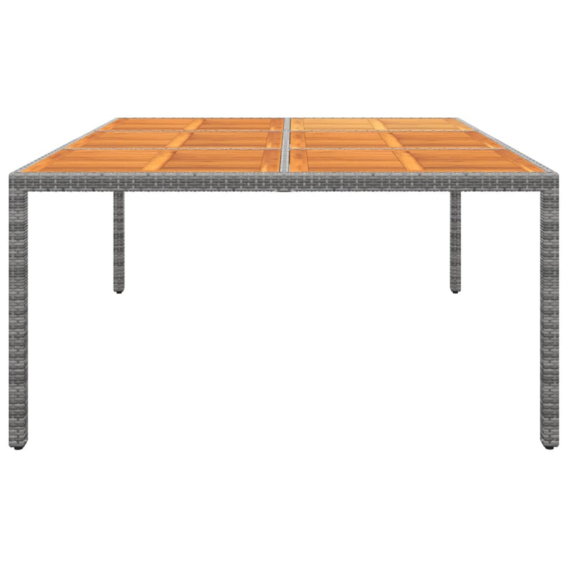 vidaXL szürke akácfa és polyrattan kerti asztal 200 x 150 x 75 cm