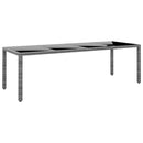 vidaXL szürke edzett üveg és polyrattan kerti asztal 250 x 100 x 75 cm