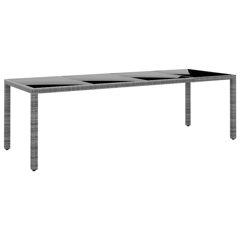 vidaXL szürke edzett üveg és polyrattan kerti asztal 250 x 100 x 75 cm