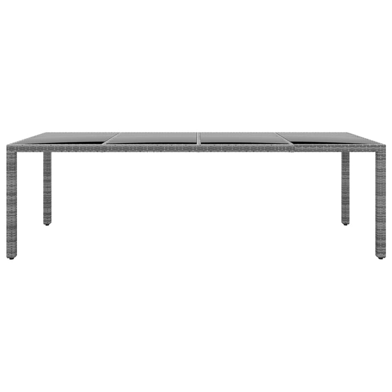 vidaXL szürke edzett üveg és polyrattan kerti asztal 250 x 100 x 75 cm