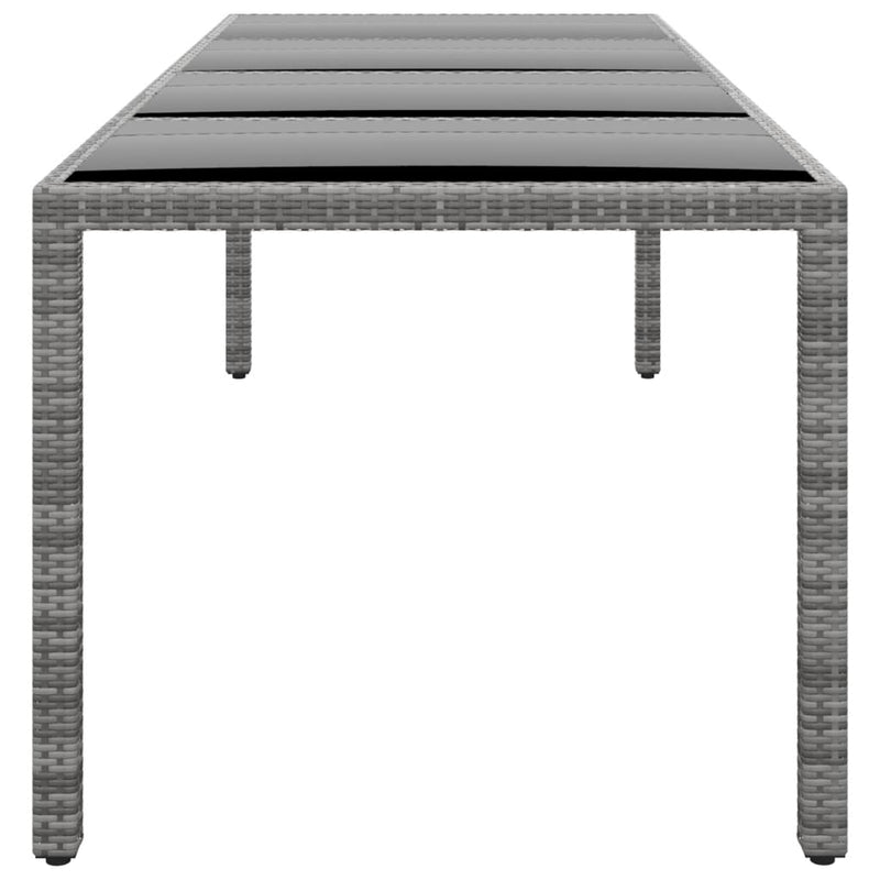 vidaXL szürke edzett üveg és polyrattan kerti asztal 250 x 100 x 75 cm