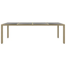 vidaXL bézs polyrattan kerti asztal üveg lappal