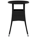 vidaXL fekete polyrattan és edzett üveg kerti asztal Ø60 x 75 cm