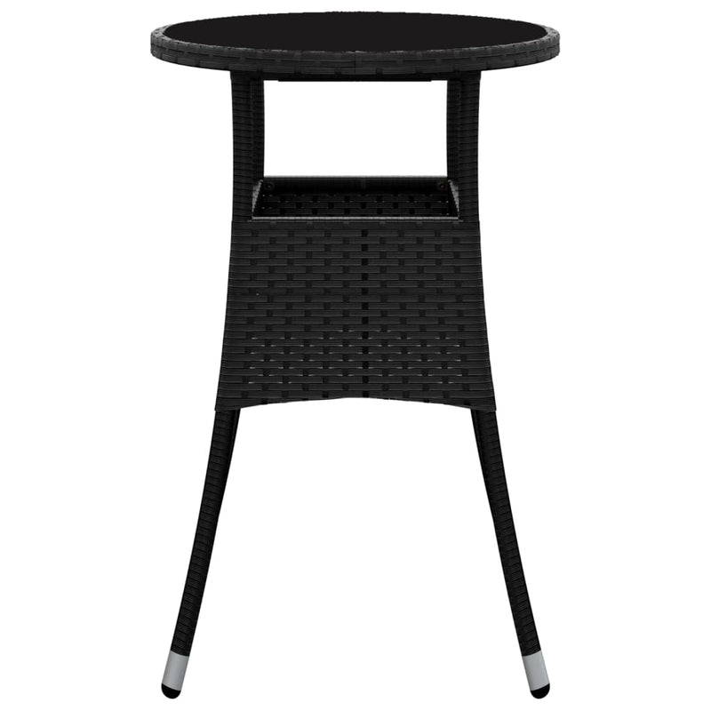 vidaXL fekete polyrattan és edzett üveg kerti asztal Ø60 x 75 cm