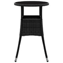 vidaXL fekete polyrattan és edzett üveg kerti asztal Ø60 x 75 cm