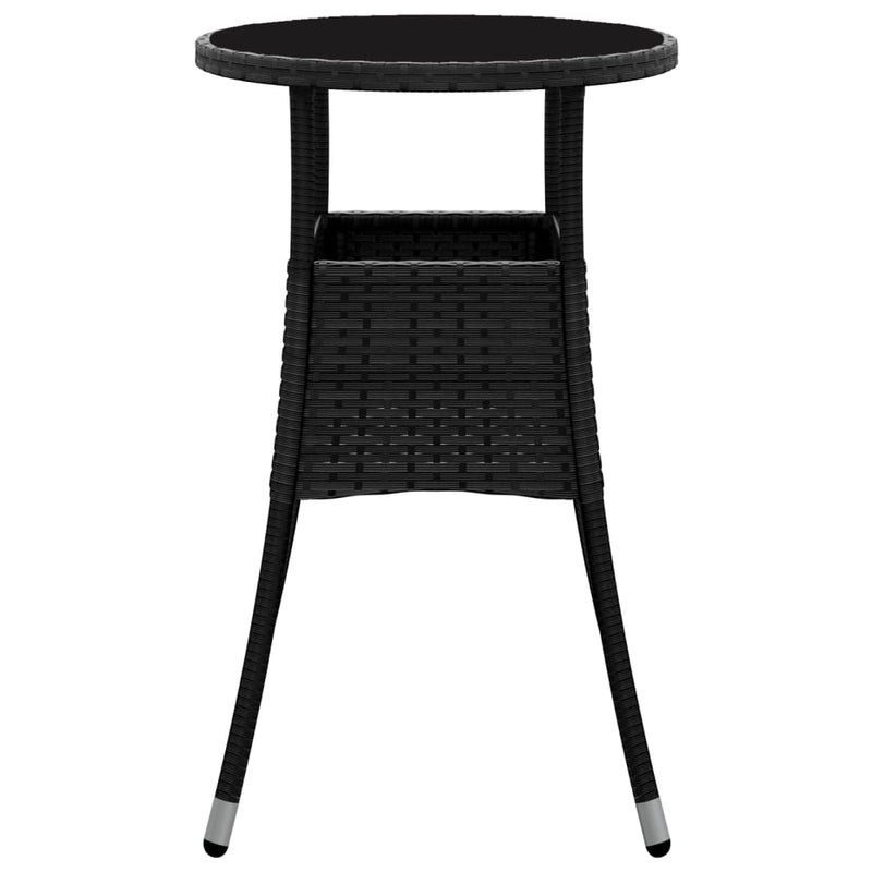 vidaXL fekete polyrattan és edzett üveg kerti asztal Ø60 x 75 cm