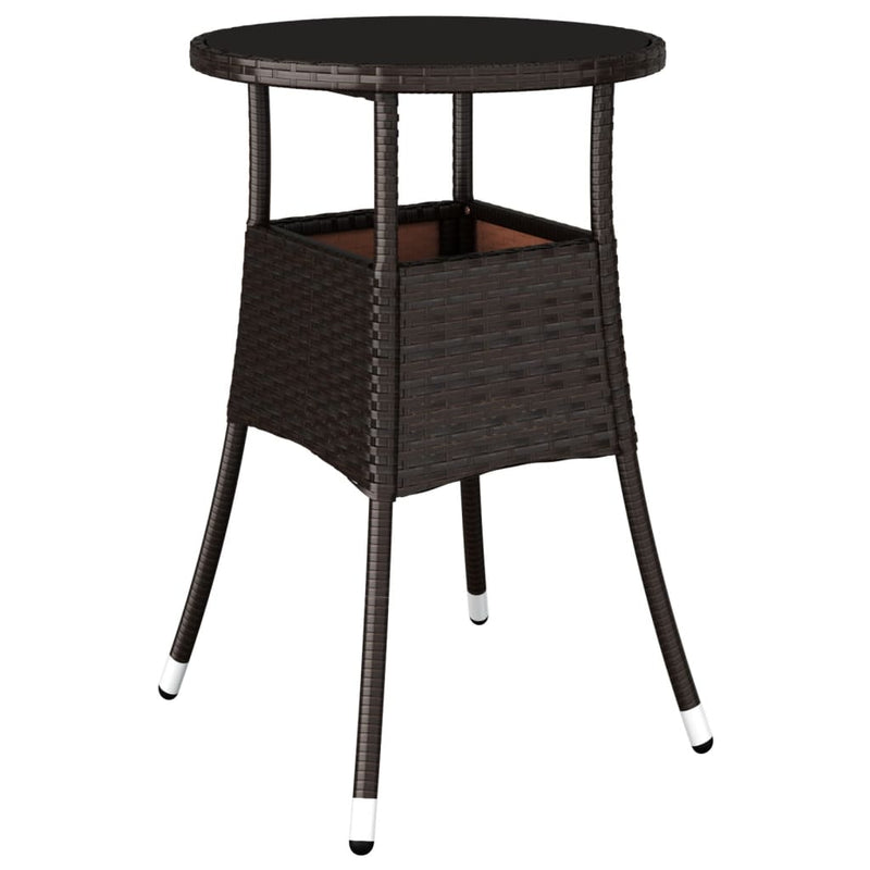 vidaXL barna polyrattan és edzett üveg kerti asztal Ø60 x 75 cm