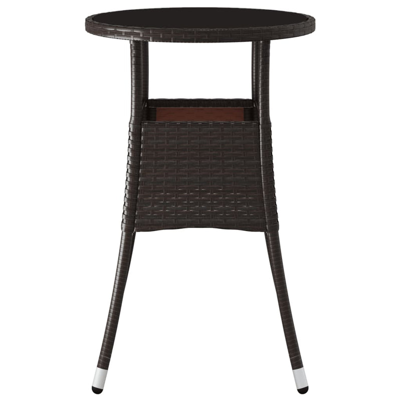 vidaXL barna polyrattan és edzett üveg kerti asztal Ø60 x 75 cm