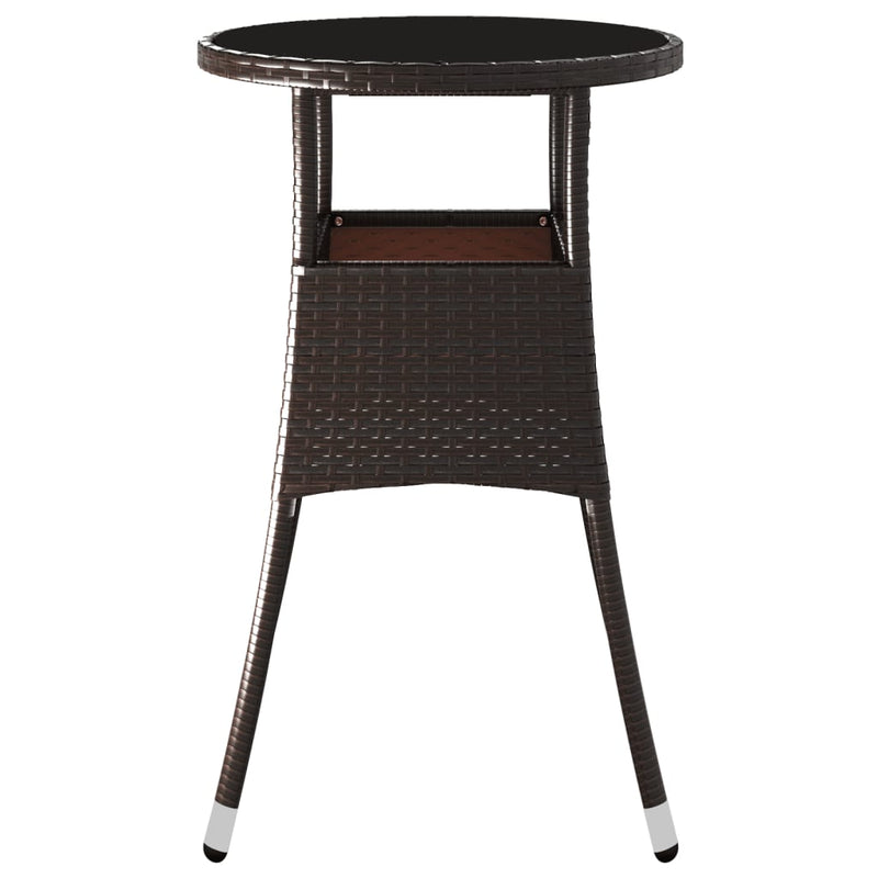 vidaXL barna polyrattan és edzett üveg kerti asztal Ø60 x 75 cm