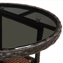 vidaXL barna polyrattan és edzett üveg kerti asztal Ø60 x 75 cm