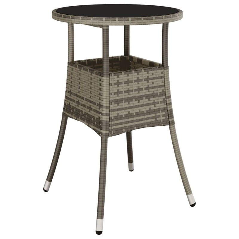 vidaXL szürke polyrattan és edzett üveg kerti asztal Ø60 x 75 cm
