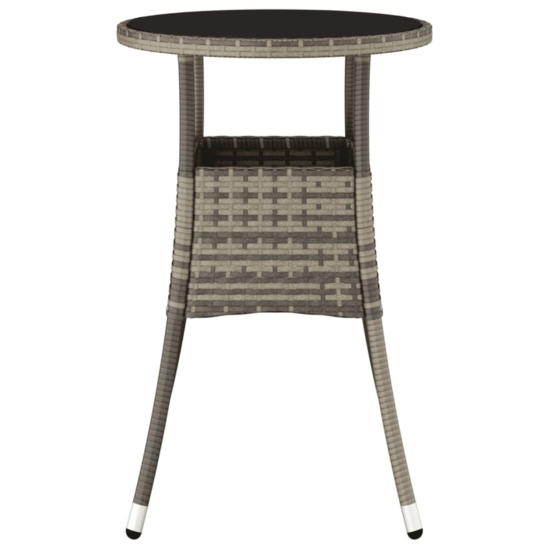 vidaXL szürke polyrattan és edzett üveg kerti asztal Ø60 x 75 cm