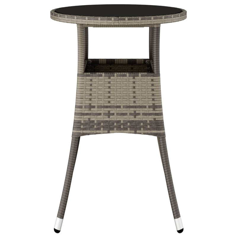 vidaXL szürke polyrattan és edzett üveg kerti asztal Ø60 x 75 cm