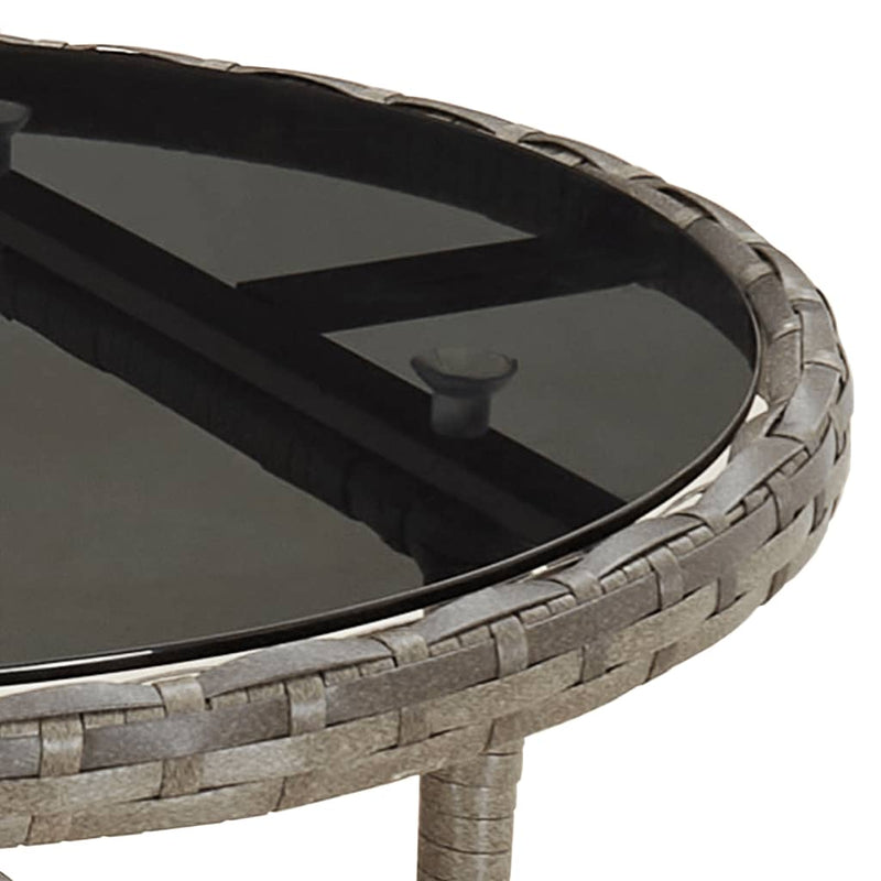 vidaXL szürke polyrattan és edzett üveg kerti asztal Ø60 x 75 cm