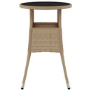 vidaXL bézs polyrattan és edzett üveg kerti asztal Ø60 x 75 cm