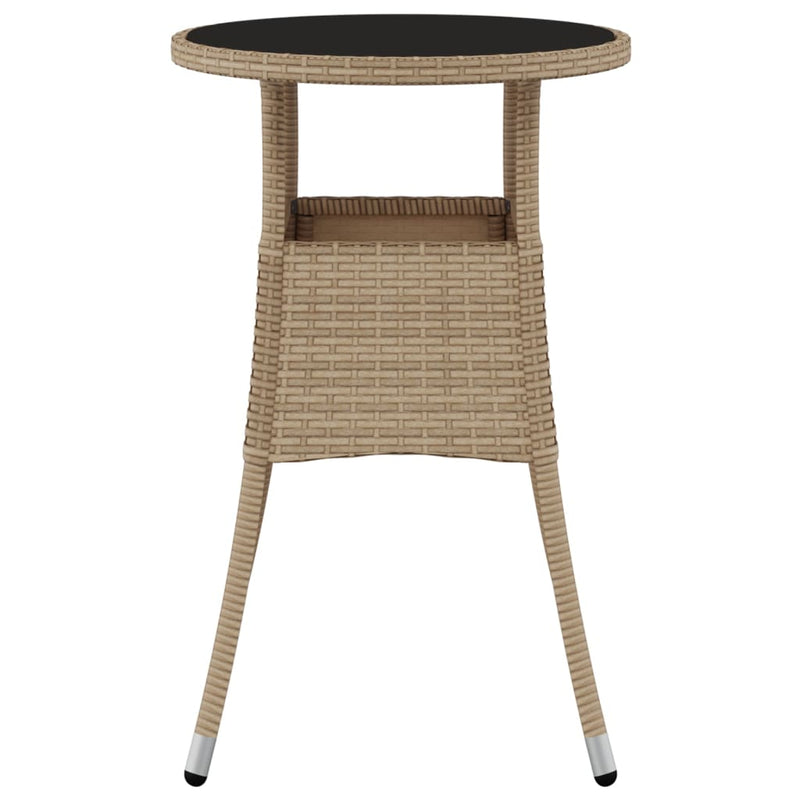 vidaXL bézs polyrattan és edzett üveg kerti asztal Ø60 x 75 cm