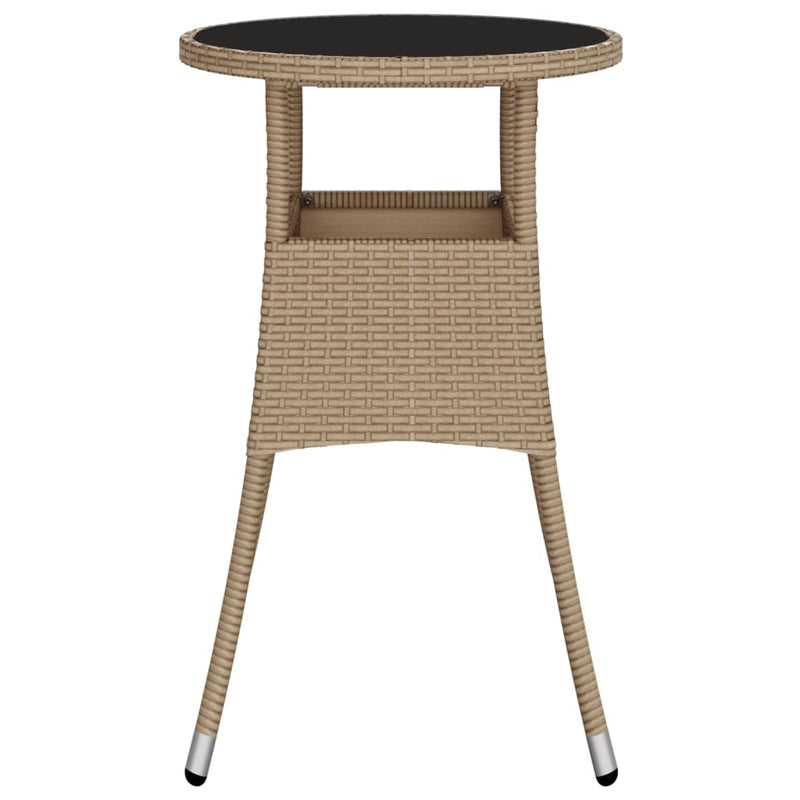 vidaXL bézs polyrattan és edzett üveg kerti asztal Ø60 x 75 cm