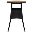 vidaXL fekete akácfa és polyrattan kerti asztal Ø60 x 75 cm