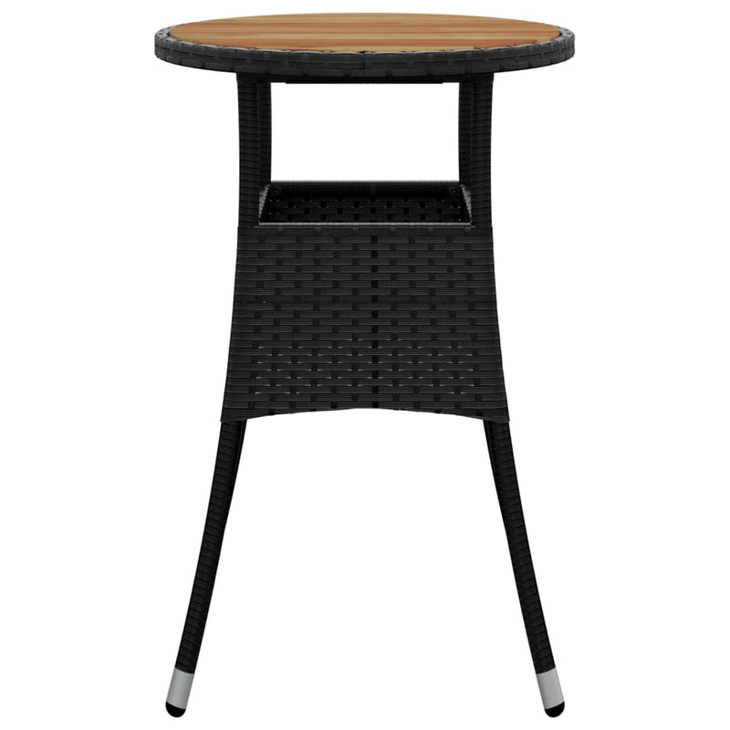 vidaXL fekete akácfa és polyrattan kerti asztal Ø60 x 75 cm