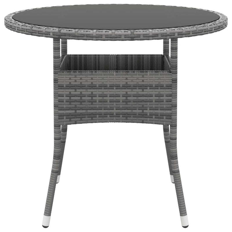 vidaXL szürke polyrattan és edzett üveg kerti asztal Ø80 x 75 cm