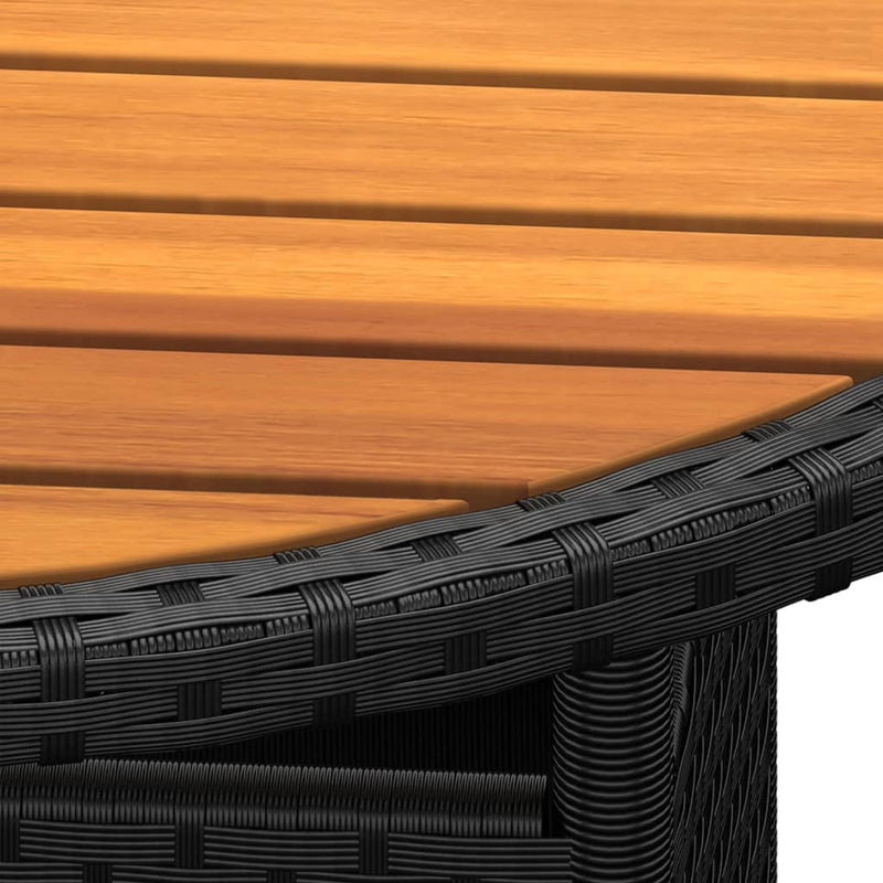 vidaXL fekete akácfa és polyrattan kerti asztal Ø80 x 75 cm