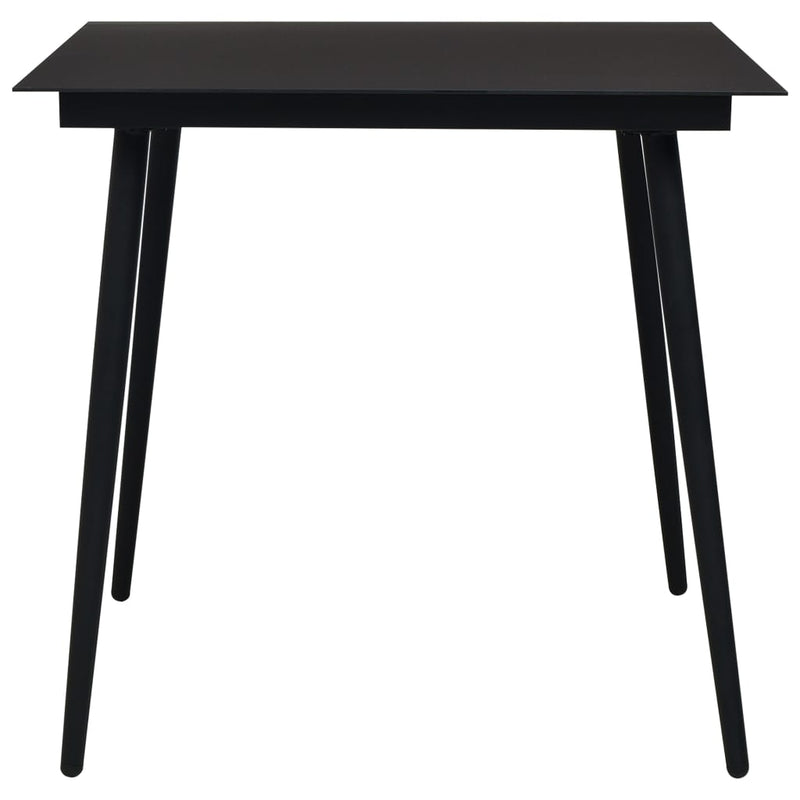 vidaXL fekete acél és üveg kerti étkezőasztal 80 x 80 x 74 cm