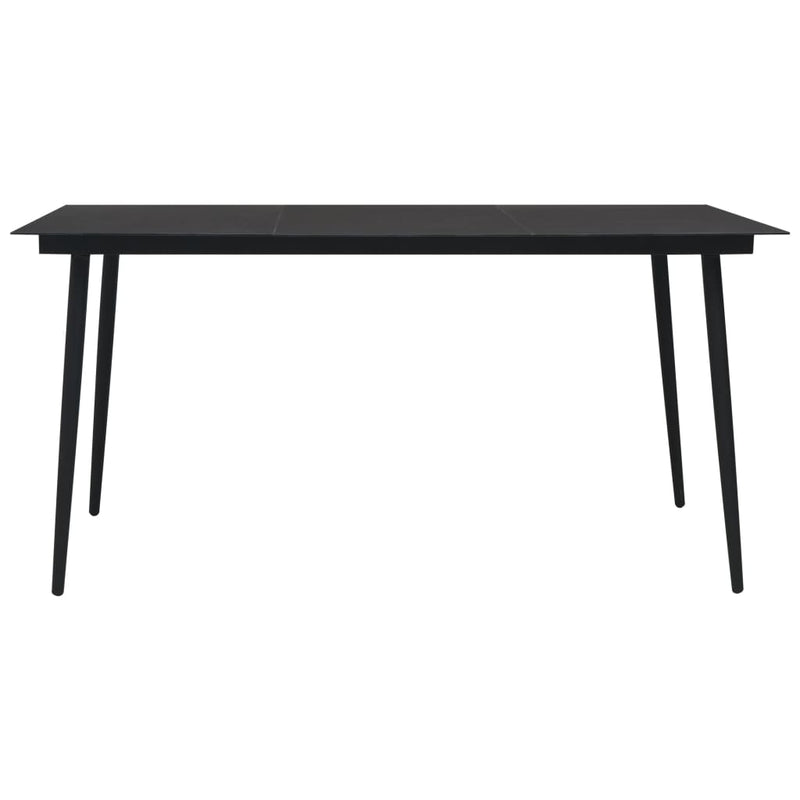 vidaXL fekete acél és üveg kerti étkezőasztal 190 x 90 x 74 cm